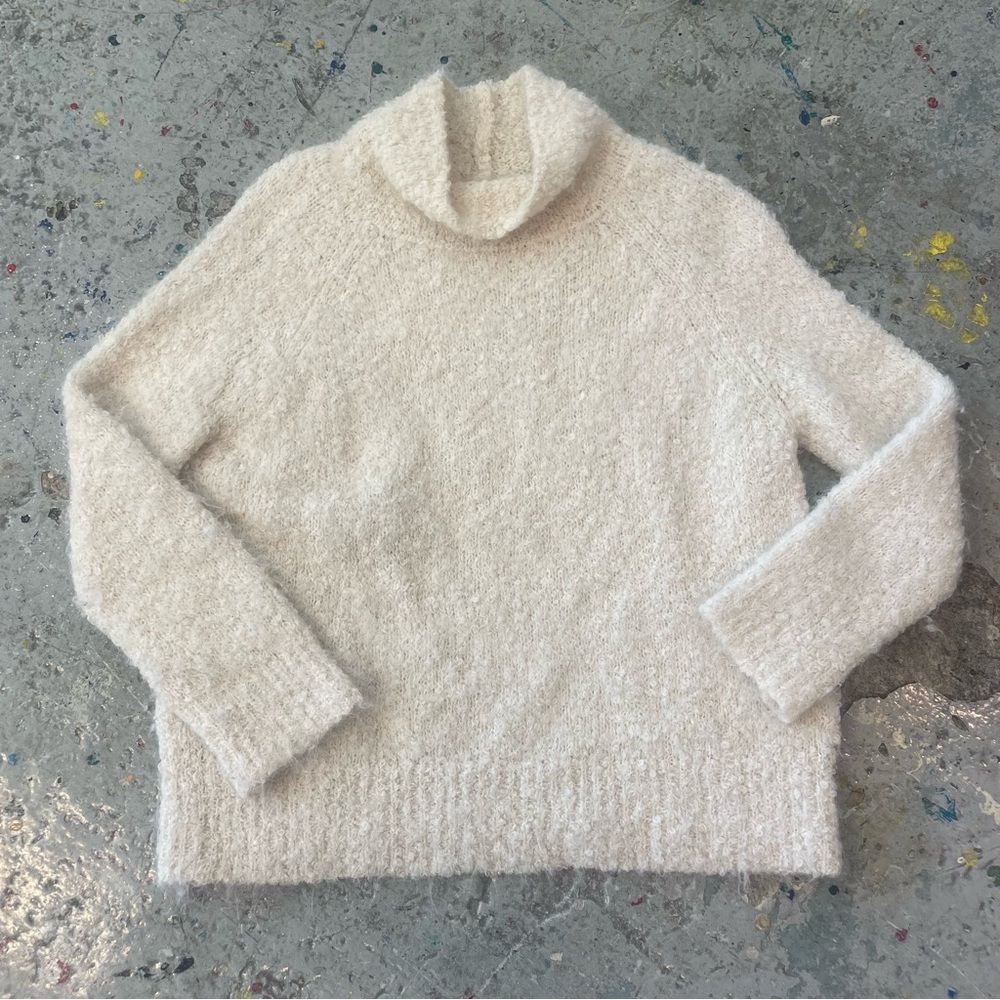 Joie Alpaca Wool Blend Oatmeal Turtleneck Sweater XS Oversized Cozy Minimalist